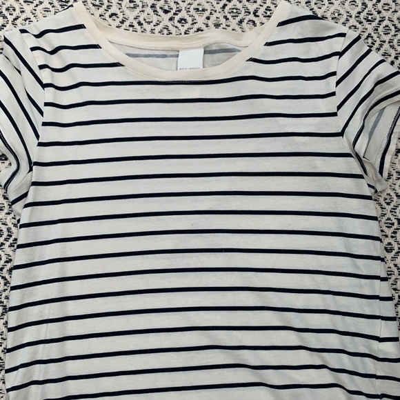 Cream and Navy striped t-shirt - Picture 1 of 2